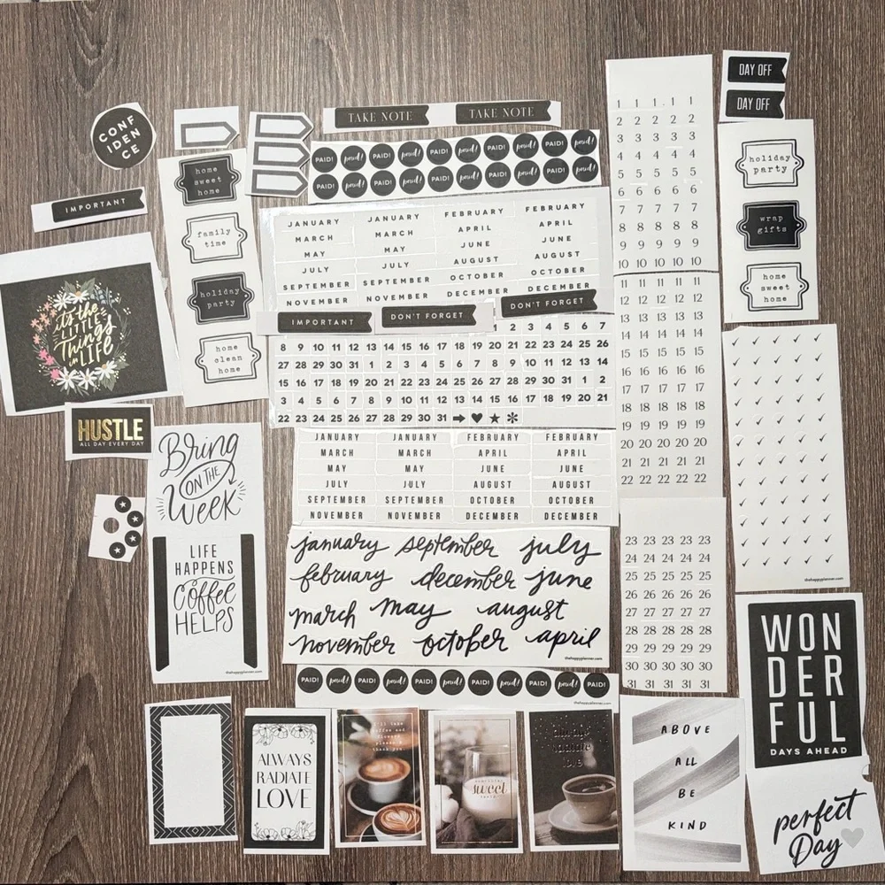 ❤️$5 Black and White Not So Mystery Happy Planner Sticker Set